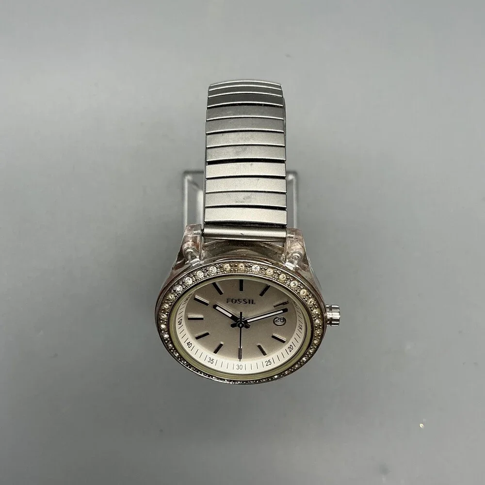 Fossil Stella Womens Watch 31mm l Stainless Expansion Crystals New Battery